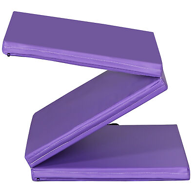 #ad 2.2#x27;#x27; Thick Tri Fold Exercise Mat Gymnastic Mat with Carrying Handles Purple $36.58