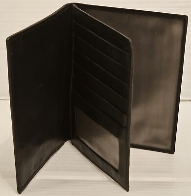 #ad VINTAGE Men#x27;s Budd Black Nappa Leather Extra Capacity 3 Section Bi Fold Wallet $19.99