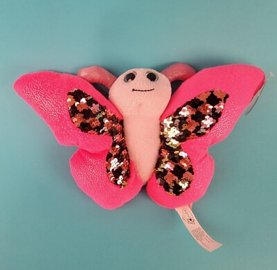 #ad Pink Sequins Butterfly Plush 6quot; Sparkle Doll Stuffed Animal Glitter New $10.64
