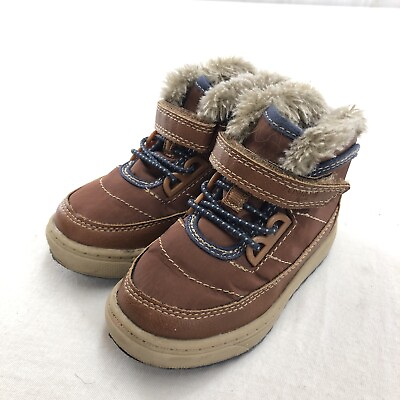 #ad OshKosh B#x27;gosh Toddler Boots High Top Size 6 Brown Blue Pull On $19.48