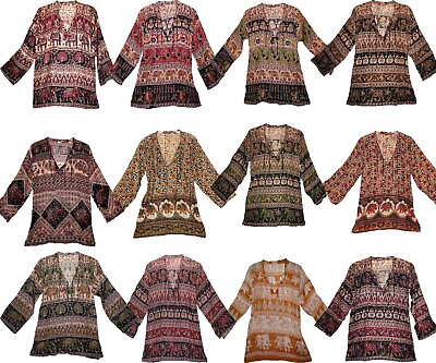 #ad Wholesale Lot 10 Pc Hippie Gypsy Indian cotton blouse Top For Women Ethnic Blusa $129.00