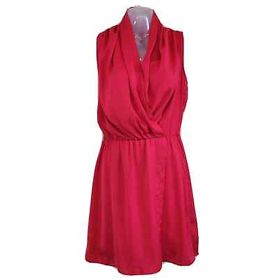 #ad Mango MNG Wrap Dress Fushia Pink Satin Sleeveless Knee Length Women#x27;s Size 2 $9.00