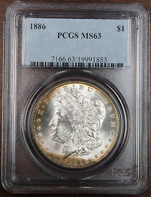 #ad 1886 Morgan Silver Dollar Coin PCGS MS 63 Toned DFT $206.25