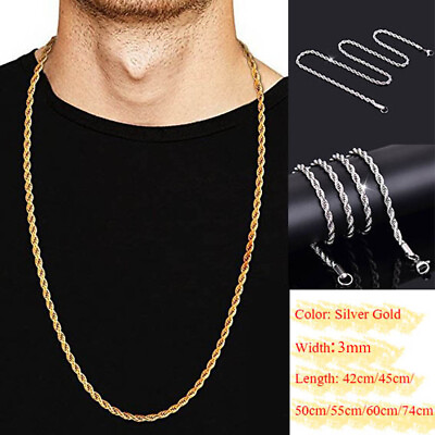 #ad 42 74cm Womens Mens Solid Twist Rope Chain Necklace Wedding Engagement Wholesa C $2.16