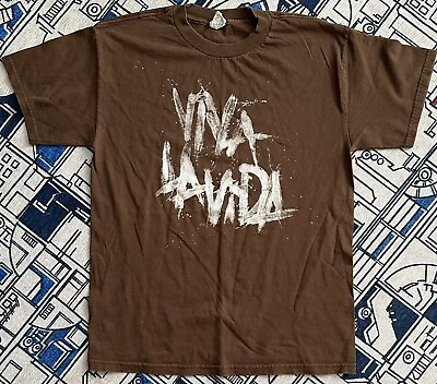 #ad AAA 2008 COLDPLAY Viva la Vida Brown Concert Shirt size Men#x27;s MEDIUM FREE SHIP $35.99