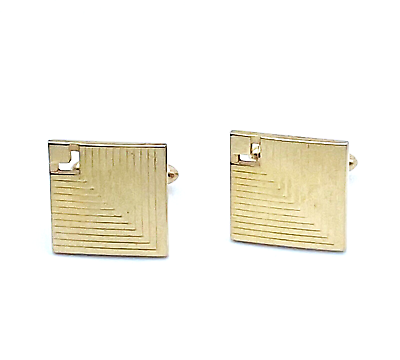 #ad Vintage Cufflinks Swank Square Gold Tone Classy Minimalist 3 4quot; Gift 4 Him $19.56