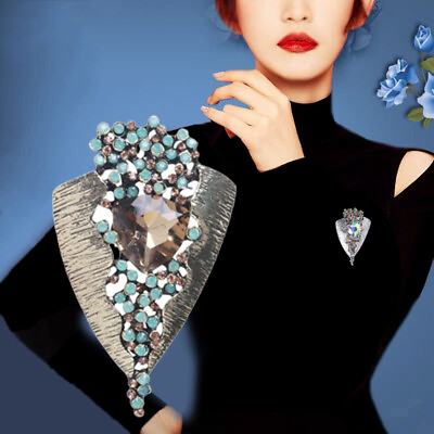 #ad Vintage Baroque Leaf Brooch Fashion Rhinestone Pin Creative Badges Accessories $4.85