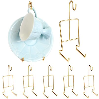 #ad 8 Pieces Tea Cup and Saucer Display Stand Holder Rack Metal Cup Saucer Holder $28.59