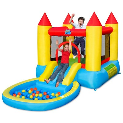 #ad Outdoor Kid Inflatable Bounce House water park Splash Pool Jumping w 580w Blower $208.97