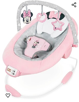 #ad Bright Starts Disney Baby MINNIE MOUSE Comfy Baby Bouncer Soothing Vibrations... $45.00