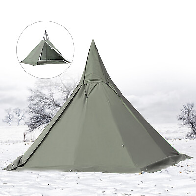 #ad Outdoor Camping Tent Teepee Tent 4 Season 2 Doors Hike Waterproof Tent Reathable $95.95