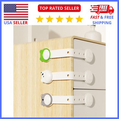 #ad Child Safety Locks 3 Pack Soft Adjustable Anti Pinch Babyproofing 180° Rotation $8.29