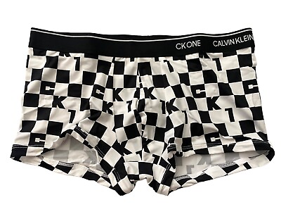 #ad Calvin Klein New CK One Logo Black Check Low Rise Trunk Underwear NB2225 030 $16.99