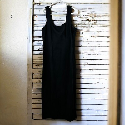 #ad Finity women#x27;s 10 Silk and Linen Blend Black Maxi Sleeveleess Dress $30.00