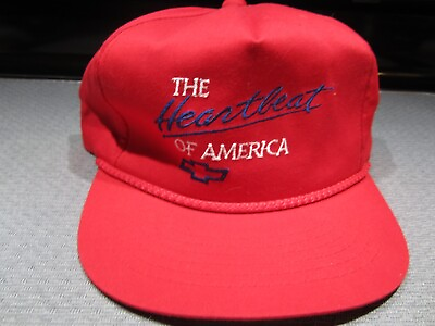 #ad Vintage Red Chevy Heartbeat of America Snapback Trucker Hat Rope Chevrolet $9.99