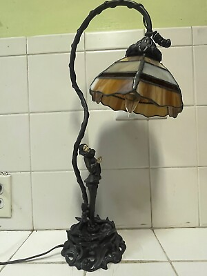 #ad Vintage Bronze Art Deco by JB Hirsch USA Table Lamp $350.00