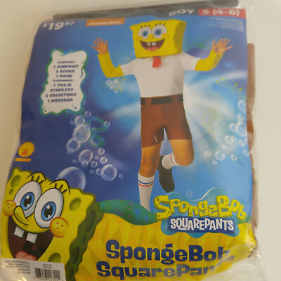 #ad SpongeBob SquarePants Halloween Costume Chids Size Small 4 6 New In Package $7.35