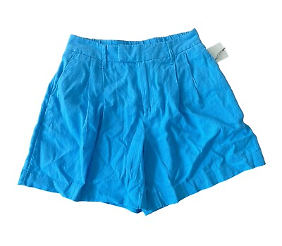 #ad A New Day Shorts Womens Size 4 Linen Blend Blue High Rise Pleated New $9.99