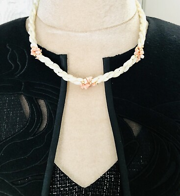 #ad Dainty Collar Necklace Mother of Pearl Pink Shell Beach Vacation Jewelry 18” $14.99