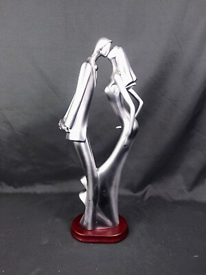 #ad Vintage Kissing Couple Figurine Silver Art Deco Style 15.5quot;H. $95.00