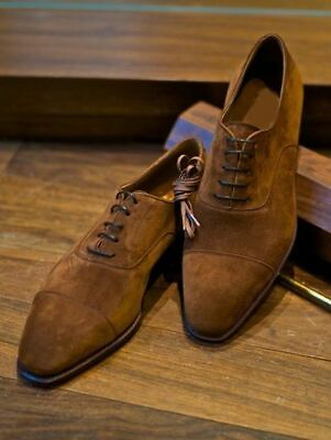 #ad Bespoke Men#x27;s Brown Suede Leather Lace up Oxford Formal Dress Leather Shoes $159.99