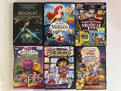 #ad Disney DVD Lot little mermaid Princess Mononoke Animated DVD Lot 6 $14.28
