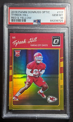 #ad 2016 Optic Tyreek Hill Rookie #117 Red amp; Yellow Prizm COLOR MATCH Low POP PSA 10 $199.00