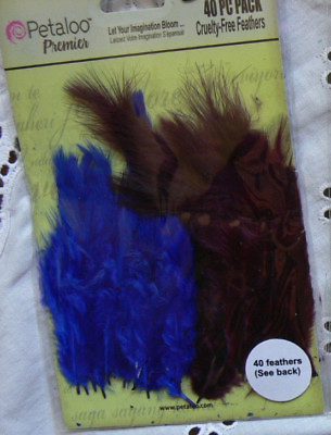 #ad Mixed FEATHERS Savoy Blue Palatinate Purple 40 per Pk approx 6cm long Petaloo AU $4.95