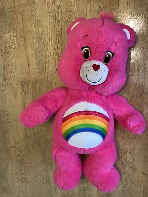 #ad 2015 Build A Bear Care Bears Cheer Bear Rainbow Plush Stuffed Animal Pink $20.38