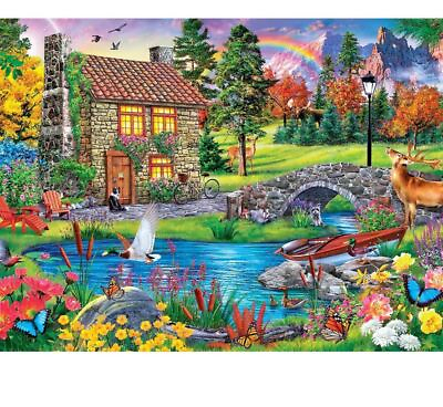 #ad Riverside House Diamond Painting Beautiful Flower Scenery Design Wall Embroidery $45.89