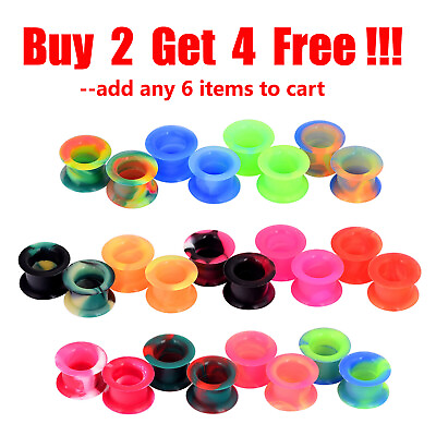 #ad Pair of Thick Silicone Ear Skin Soft Expander Tunnels Plugs Ear Gauges 2g 1quot; $4.99