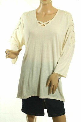 #ad Style amp; Co. Women#x27;s Ivory Crocheted Bridge Hem Top Size 3X Retail $56 $14.99