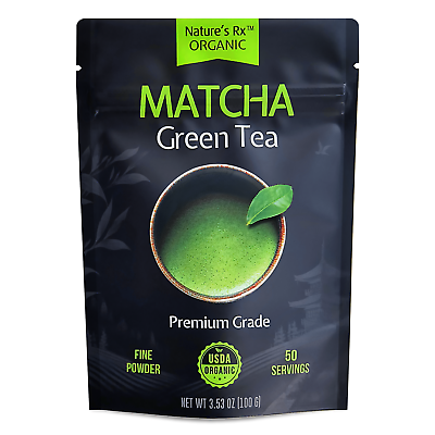 #ad Natures Rx Organic Matcha Green Tea Powder Premium Grade 100g Pack 50 Servings $15.95