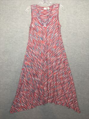 #ad Westbound Small Jersey Maxi Dress Aztec Red Blue Handkerchief Hem Sleeveless EUC $18.00