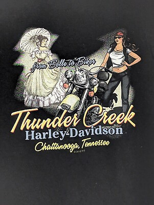 #ad Harley Davidson Women#x27;s Medium Tee Thunder Creek Chattanooga TN “Belle to Biker” $14.95