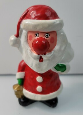 #ad Japanese Vintage Christmas Pink Face Santa Claus 5.5 x 3.5 in Figurine Hand Made $29.99
