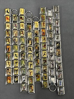 #ad Uberry Horse Italian Charm Bracelet 80 Lot Charms Unbranded Stainless Steel 9mm $79.99