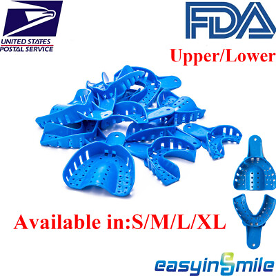 #ad Easyinsmile Dental S M L XL Perforated Plastic Impression Trays Upper Lower 12Pc $13.41