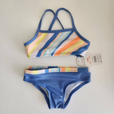 #ad Swimsuit Baby Girls Blue and Orange 2 Piece Bikini UPF 50 18m Wonder Nation $7.00