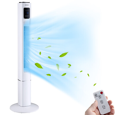 #ad 48quot; Tower Fan Bladeless Household Fan with Remote Control 3 Speeds amp; Modes White $89.95