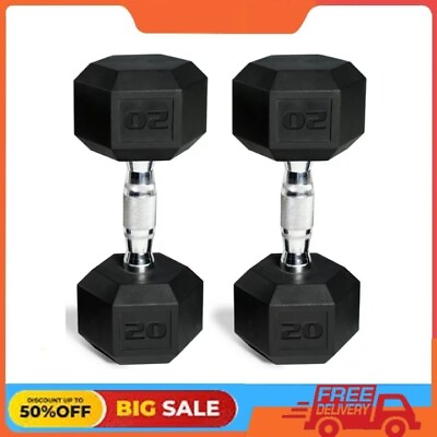 #ad CAP Barbell 20lb Coated Rubber Hex Dumbbell Pair $39.59