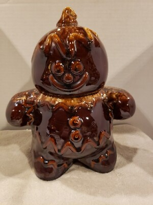 #ad Vintage Hull Pottery USA Brown Drip Gingerbread Man Cookie Jar 12quot; READ $149.87
