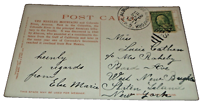 #ad 1911 SANTA FE ATSF ALBUQUERQUE amp; ASH FORK TRAIN #2 RPO HANDLED POST CARD $25.00