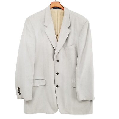 #ad Peerless Man Blazer Mens Light Grey Polyester Microfiber SportCoat Jacket Sz 46T $23.99