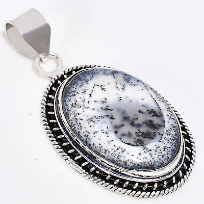 #ad Dendrite Opal Gemstone Vintage Handmade 925 Sterling Silver Pendant 2quot; GSR 425 $16.99