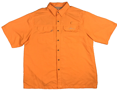 #ad Habit Shirt Mens XL Fishing Orange Short Sleeve Vented $18.99