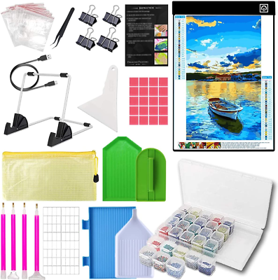 #ad Diamond Painting Kits 5D Painting Tools LED Light W DOTZ Accessories Supplies $43.99