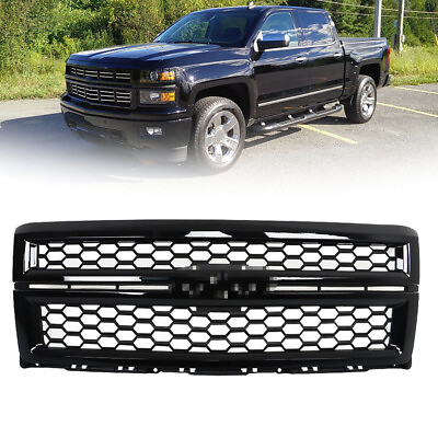 #ad For 2014 2015 Chevrolet Silverado 1500 Front Upper Grille Gloss Black NEW $150.99