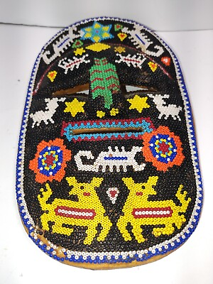 #ad Vintage Huichol Mexican Folk Art Beaded Mask $105.00
