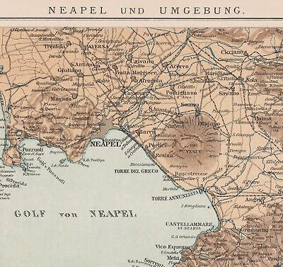 #ad NAPLES NAPOLI 1894 Original map city plan NAPULE CAMPANIA ITALY $9.00